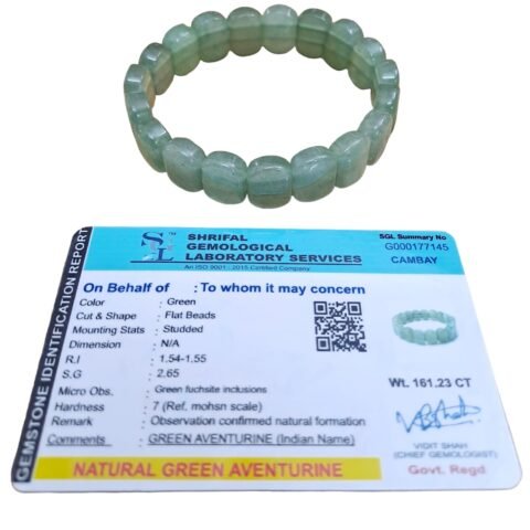 Divinity Crystals Pure Green Aventurine Flat Faceted Certified 10 mm Unisex Bracelet for Abundance, Prosperity, Self Love, Wealth and Protection