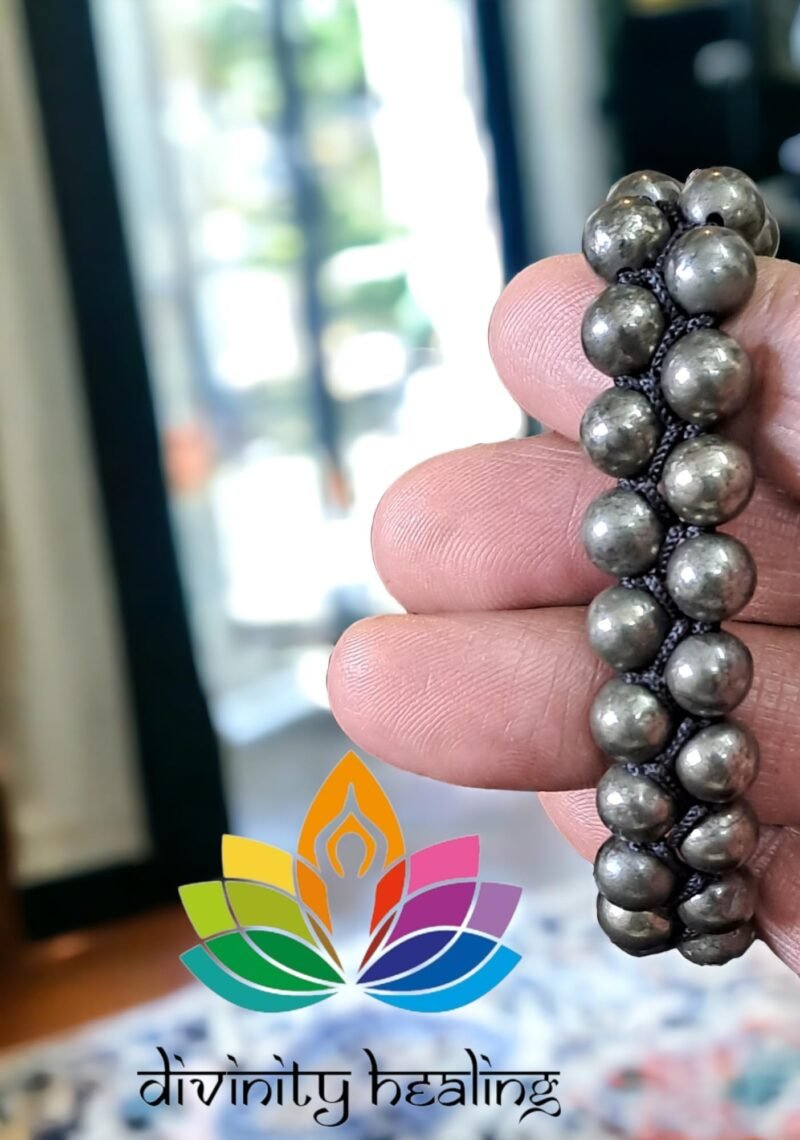 Gemstone Lab Certified Natural Pyrite Double Layered Semi Precious, Stone Bracelet, Crystal Stone 8mm Beads Bracelet Round Shape for Reiki Healing and Crystal Healing Chakra Stones