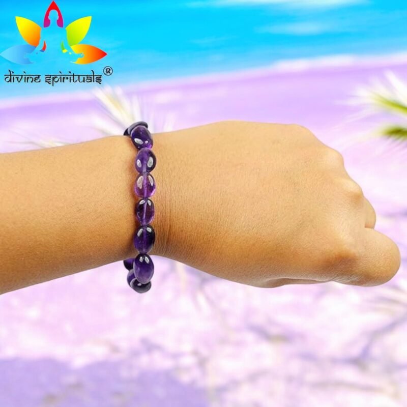 Natural Amethyst Bracelet AAA Grade Certified Pebble Oval Shape Unisex Real Crystal Bracelet for Spiritual Growth, Calmness, & Intuition - Image 4