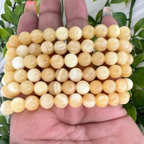Divinity Natural Pure Certified Yellow Calcite 8mm Unisex Bracelets Super AAA Quality for Healing Meditation Success and Abundance (Yellow Calcite Bracelet)