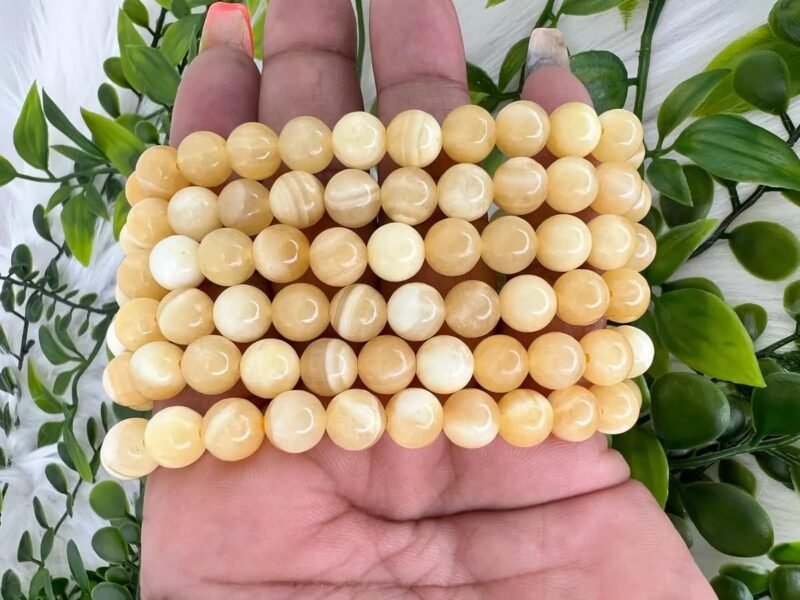 Yellow Calcite Natural Crystal Bracelet Lab Certified 8 mm Semi Precious Gemstone Unisex AAA Grade Premium Stretchable Band Bracelet for Healing Meditation and Manifestation - Image 5