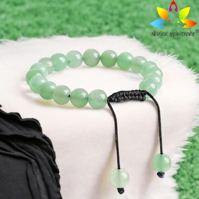 Natural Green Aventurine Thread Bracelet Lab Certified AAA Grade 10mm Adjustable Unisex Real Crystal Bracelet For Opportunities, Manifestation & Heart Chakra