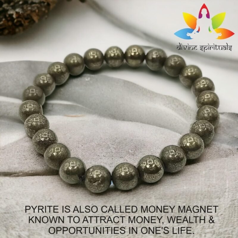 Lab Certified Aaa Quality Natural Original Pyrite Bracelet Real Crystal 8Mm Strechable Original Bracelet - Money Magnet For Men & Women For Prosperity, Abundance & Manifestation