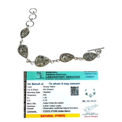 Natural Pyrite 5 in 1 Stylish Chain Bracelet AAA Grade Certified Unisex Adjustable Original Bracelet For Prosperity, Abundance & Success