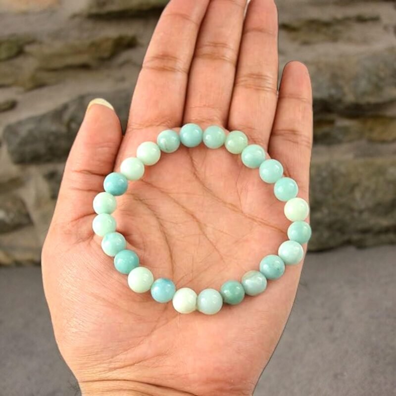 Divine Spirituals Natural Amazonite Bracelet Lab Certified AAA Grade 8mm Stretchable Original Real Crystal Bracelet For Throat Chakra, Calming Energy, Creativity & Meditation For Men & Women - Image 6