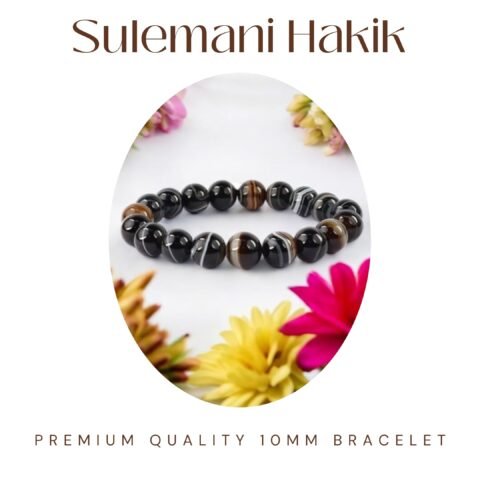 Natural Sulemani Hakik Bracelet Lab Certified Original 10mm Unisex Stretchable Real Crystal Bracelet For Grounding, Protection, Courage, Stability & Meditation