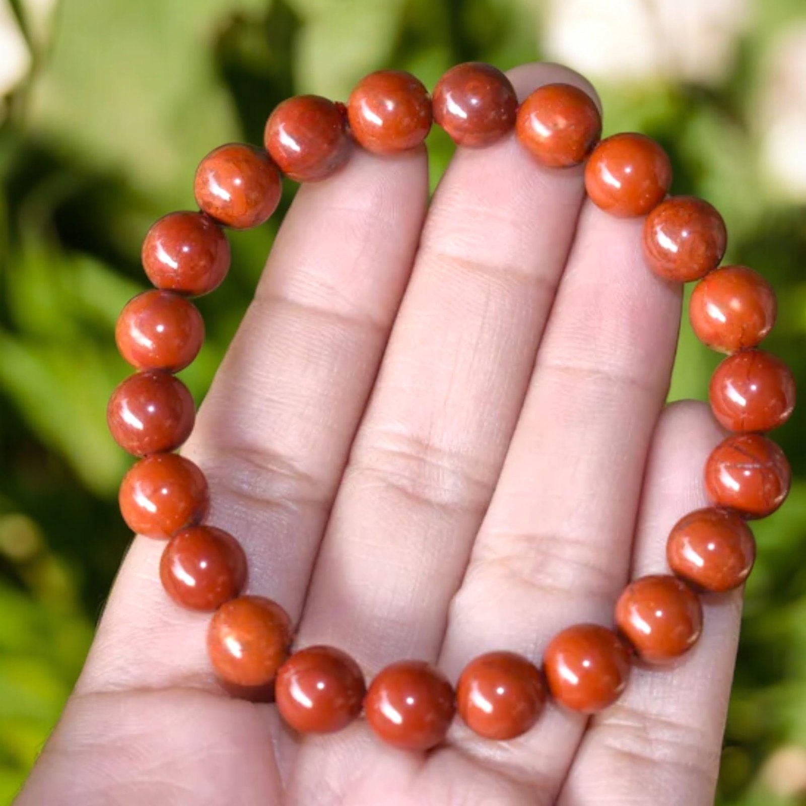 Natural Red Jasper Bracelet Lab-Certified AAA Grade 8mm Stretchable Original Unisex Bracelet for Root Chakra, Strength, Manifestation & Grounding Energy