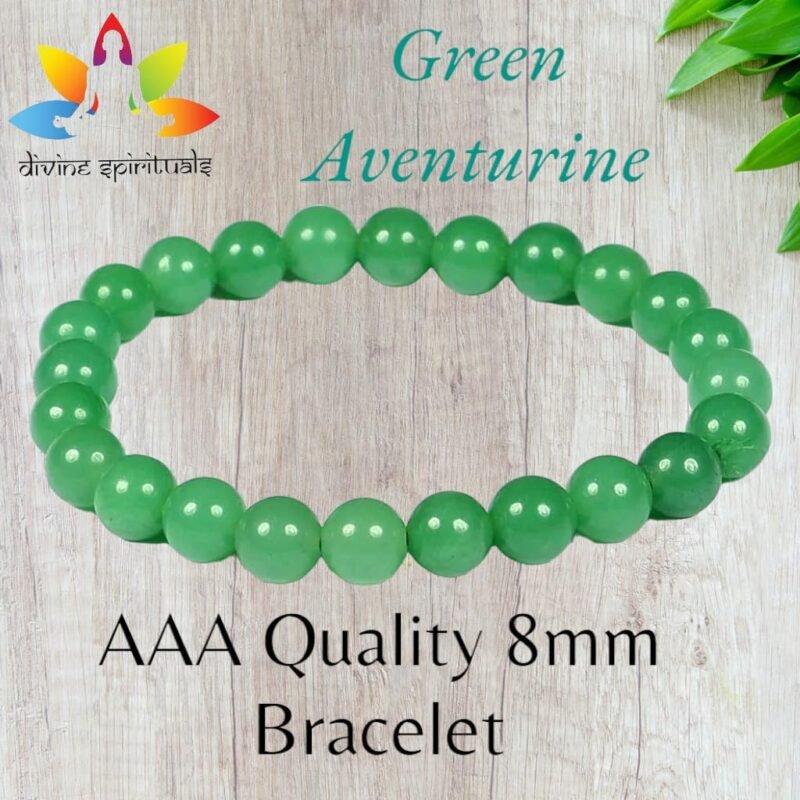 AAA Grade Natural Green Aventurine Bracelet 8mm Stretchable 'Stone of Growth' Unisex Bracelet For Abundance, Prosperity & Growth