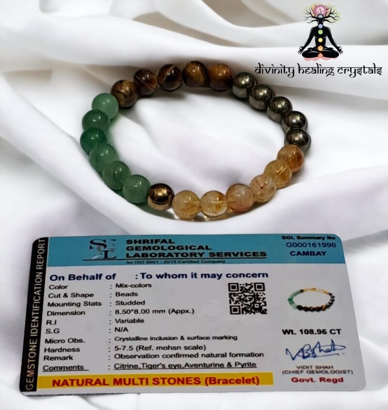 Divinity Certified Crystal 8mm Beads Unisex Money Magnet Bracelet for Prosperity and Abundance