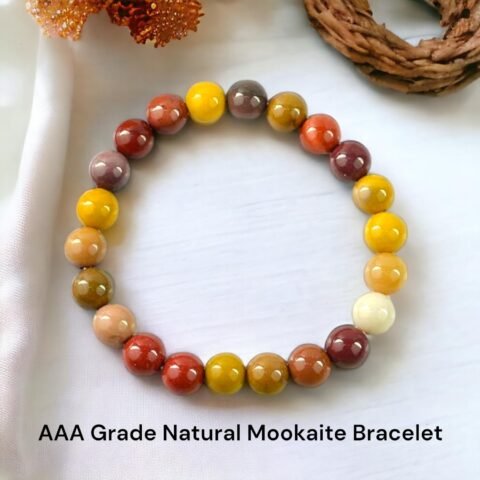 Natural Crystal Mookaite Bracelet 8mm Stretchable Original Semi Precious Gemstone Bracelet For Vibrant Energy, Emotional Balance, Grounding, Strength & Meditation