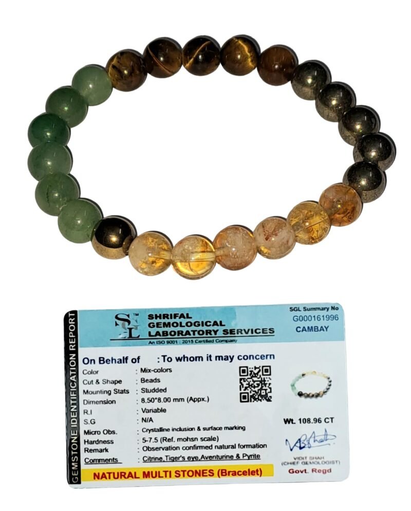 Balance Chakras with Natural Crystal Money Magnet Certified healing bracelets. Stretchable - 8MM beads Bracelets for men & women.