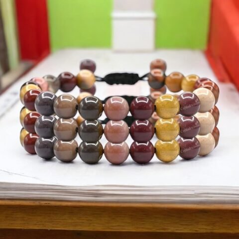 Natural Mookaite (Mook Jasper) Bracelet Macrame Thread Lab Certified Original 8mm Adjustable Unisex Crystal Bracelet For Balance, Grounding & Manifestation