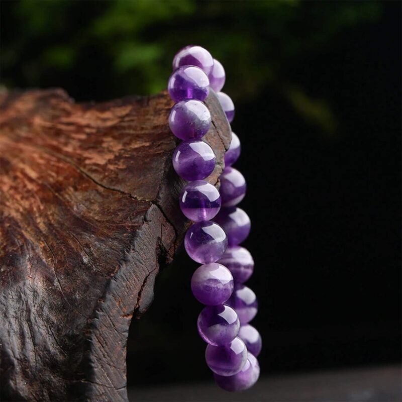 Amethyst Natural Bracelet Natural Pure Certified For Men and Women Adjustable 8mm Lab Certified Gemstone For Men and Women Bracelet for Healing Meditation Success and Abundance - Image 3