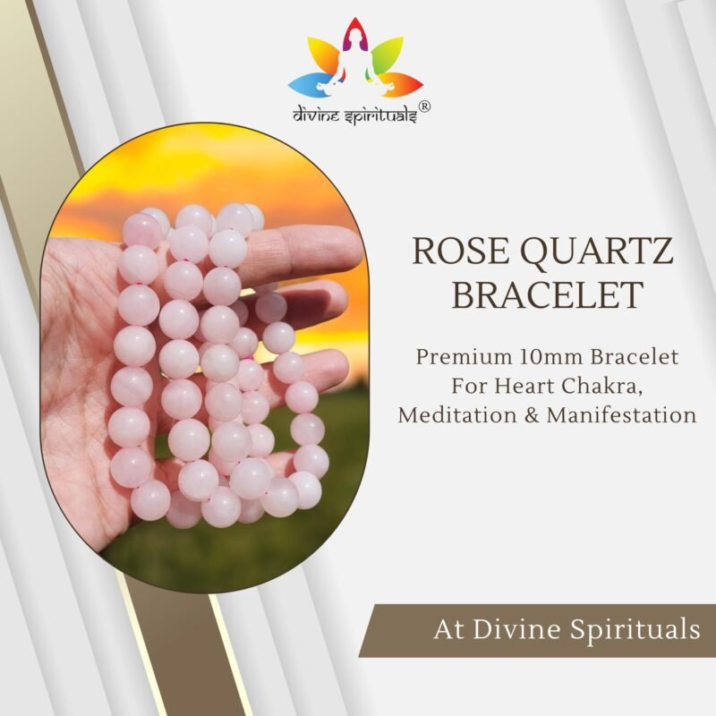 Natural Rose Quartz Bracelet 10mm Lab-Certified Unisex Premium Real Crystal 'Stone of Love' Bracelet For Love, Heart Chakra & Peace