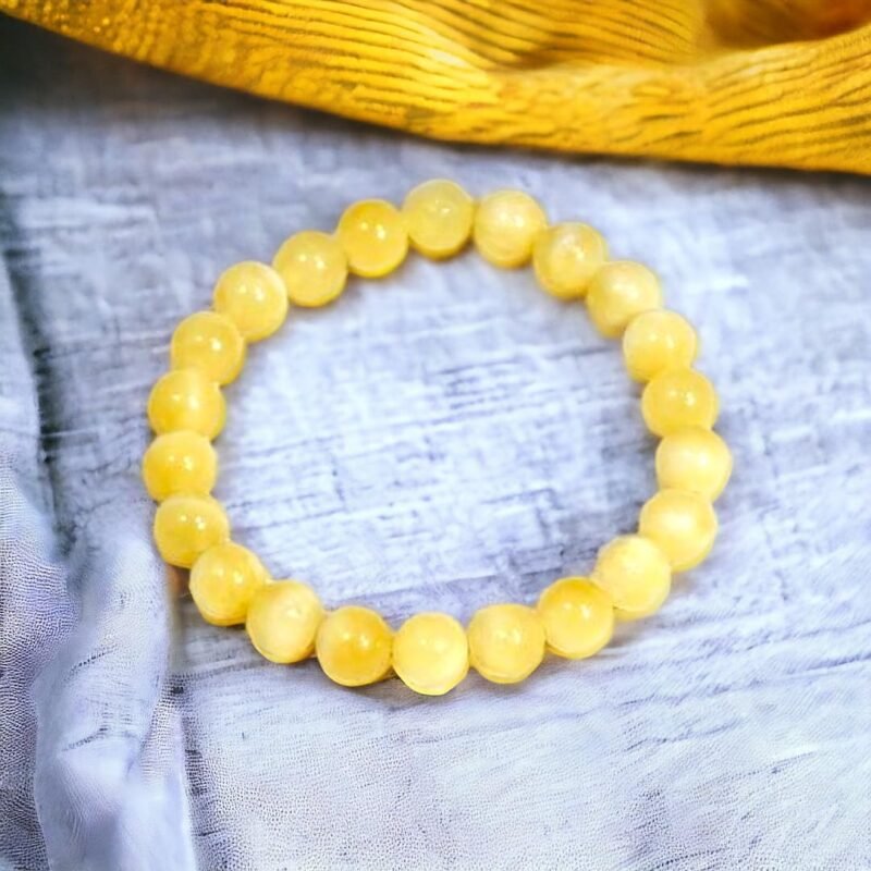 Natural Yellow Calcite Bracelet Lab Certified AAA Grade 8mm Stretchable Original Real Crystal Bracelet For Solar Plexus Chakra, Positivity and Abundance