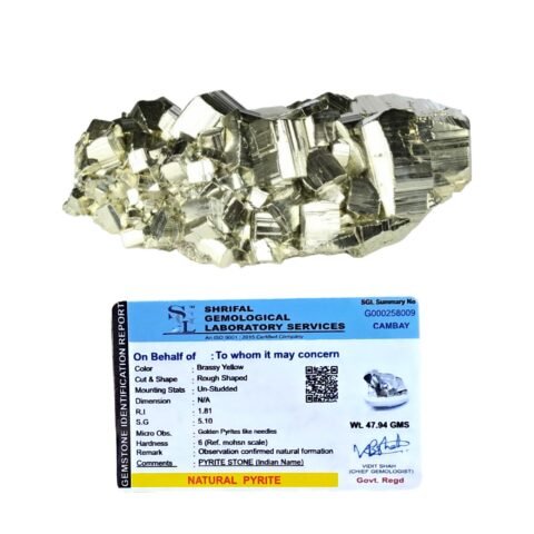 Golden Pyrite Natural Premium Pyrite Cluster Original Certified Peruvian Pyrite Crystal For Manifestation, Prosperity & Abundance approx. 40g/200 ct
