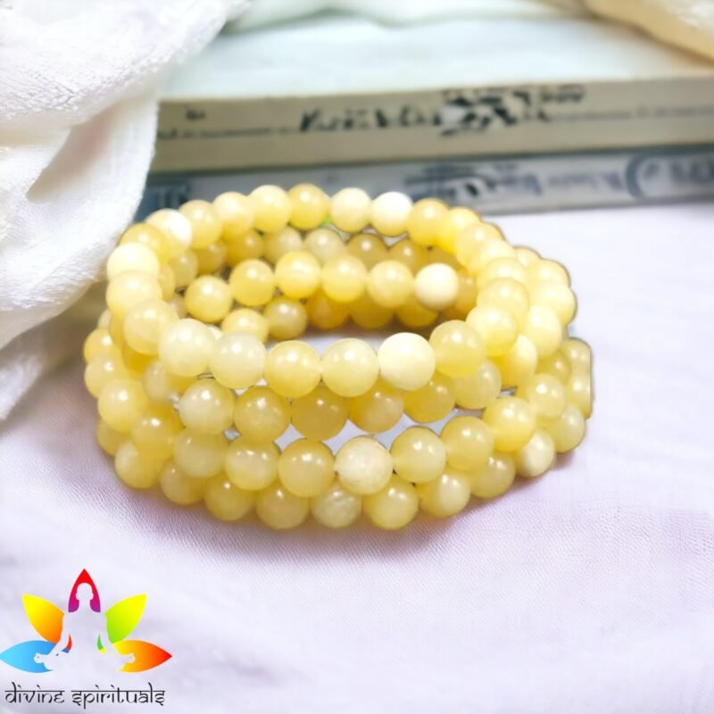 Natural Yellow Calcite Bracelet Lab Certified AAA Grade 8mm Stretchable Original Real Crystal Bracelet For Solar Plexus Chakra, Positivity and Abundance