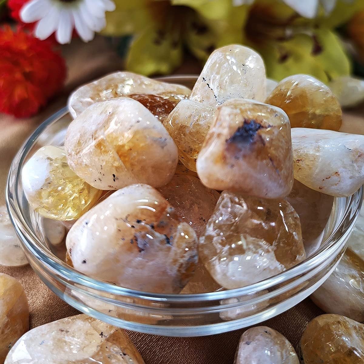 Divinity Healing Crystals Natural Tumble Stone Crystal Tumble Stone Crystals Gemstones Tumbled Pebble Stones for Reiki Healing (Citrine Tumbled Stone) Value Pack Of 2