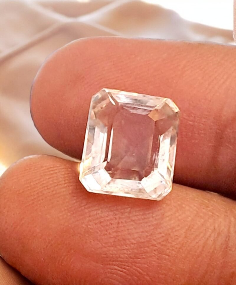 Natural Clear Quartz Gemstone Real Sphatik Original Certified AAA Grade Premium Faceted Gem For Manifestation, Healing, Spiritual Meditation & Jewellery approx. 6-7 carat - Image 5