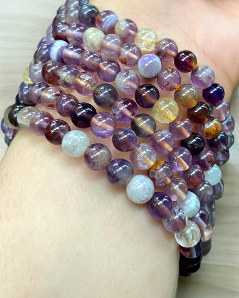 Natural Crystal Ametrine Bracelet 8mm Stretchable Original Semi Precious Gemstone Bracelet For Balancing Energy - Crown & Solar Plexus Chakras - Image 7