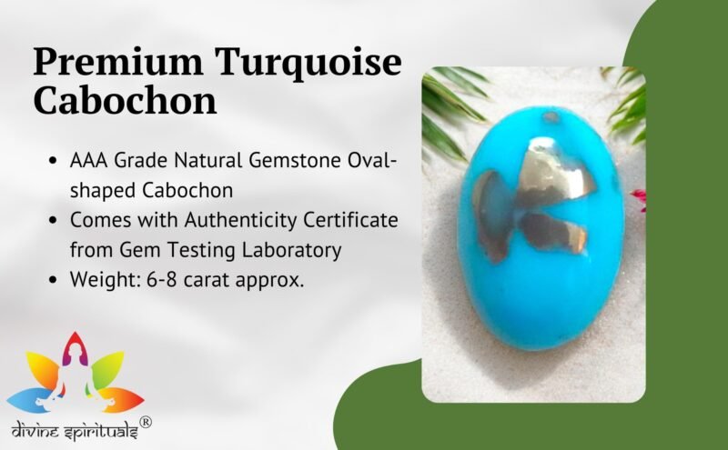 AAA Grade Natural Turquoise Gemstone Lab-certified Premium Feroza/Firoza Cabochon For Protection, Healing & Jewelry For Men & Women approx. 6-8 carat