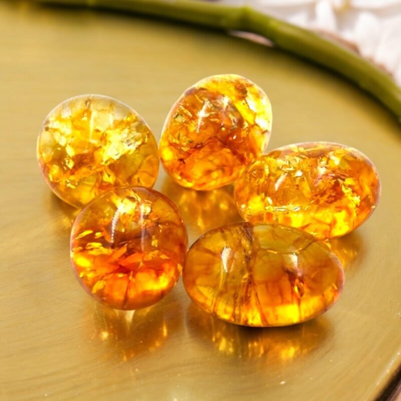 Natural Citrine Tumble Premium AAA Grade Original Crystal for Luck, Prosperity, Abundance for Meditation, Yoga, Healing (Pack of Two Beautiful Tumbles)