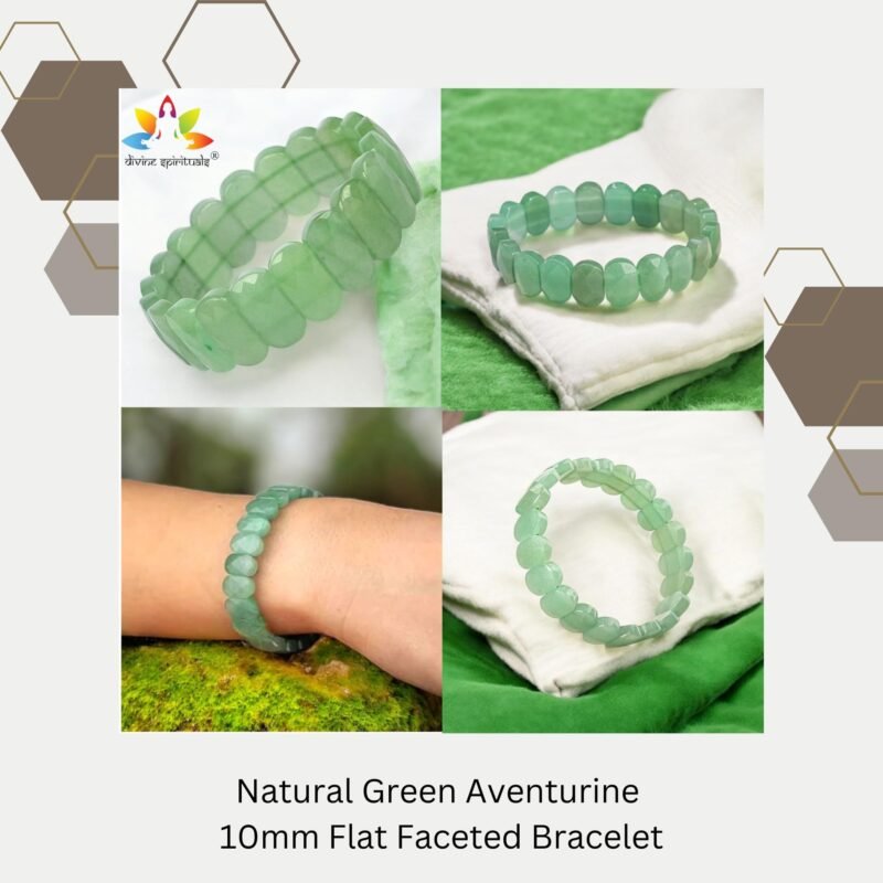 Natural Green Aventurine Bracelet AAA Grade Lab-Certified Original Stretchable Unisex 10mm Flat Faceted Bracelet For Heart Chakra, Prosperity & Success