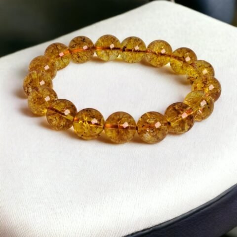 Divine Spirituals Natural Citrine Pure Certified Unisex 12 mm Band Bracelet Super AAA Quality for Healing Meditation Success and Abundance