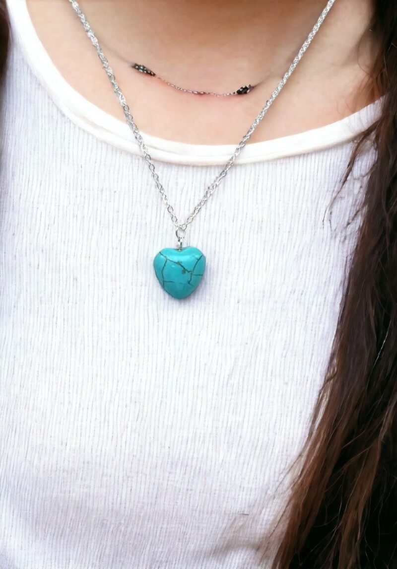 Divine Turquoise Love Heart Necklace, Boho Jewellery, Dainty Gemstone Necklace, Heart Necklace, Turquoise Jewellery