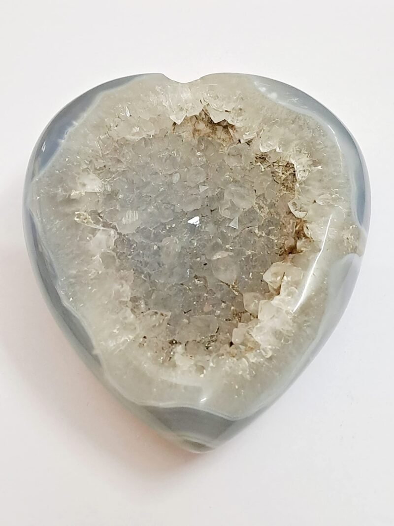 Divinity Hand Carved Original Crystals Healing Stone Hearts Agate Druzy Geode Hearts - Worry / Palm Stone for Chakra Balancing Good Luck Love Abundance and Harmony