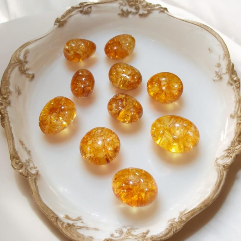 Natural Citrine Tumble Premium AAA Grade Original Crystal for Luck, Prosperity, Abundance for Meditation, Yoga, Healing (Pack of Two Beautiful Tumbles)