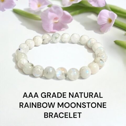 Natural Rainbow Moonstone Bracelet Lab-Certified AAA Grade 8mm Stretchable Original Unisex Bracelet For Crown Chakra, Inner Peace, Manifestation & Healing