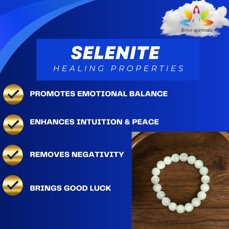 Lab Certified Natural Selenite Bracelet AAA Grade 10mm Stretchable Unisex Original Real Crystal Bracelet For Crown Chakra, Aura Cleansing, Purification, Peace & Meditation