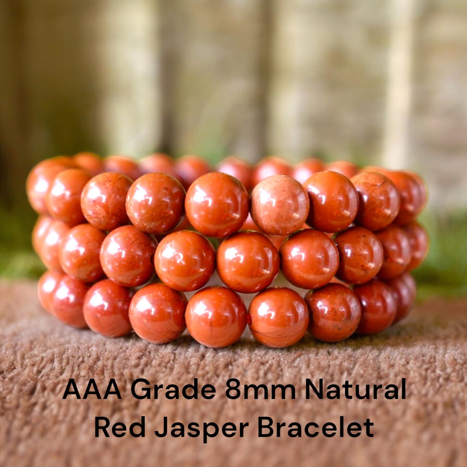 Natural Red Jasper Bracelet Lab-Certified AAA Grade 8mm Stretchable Original Unisex Bracelet for Root Chakra, Strength, Manifestation & Grounding Energy