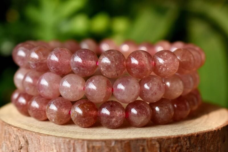 AAA Grade Natural Strawberry Quartz Bracelet 8mm Lab-certified Strechable Original Real Crystal Bracelet For Heart Chakra, Love, Prosperity, Grounding & Manifestation For Men & Women - Image 2