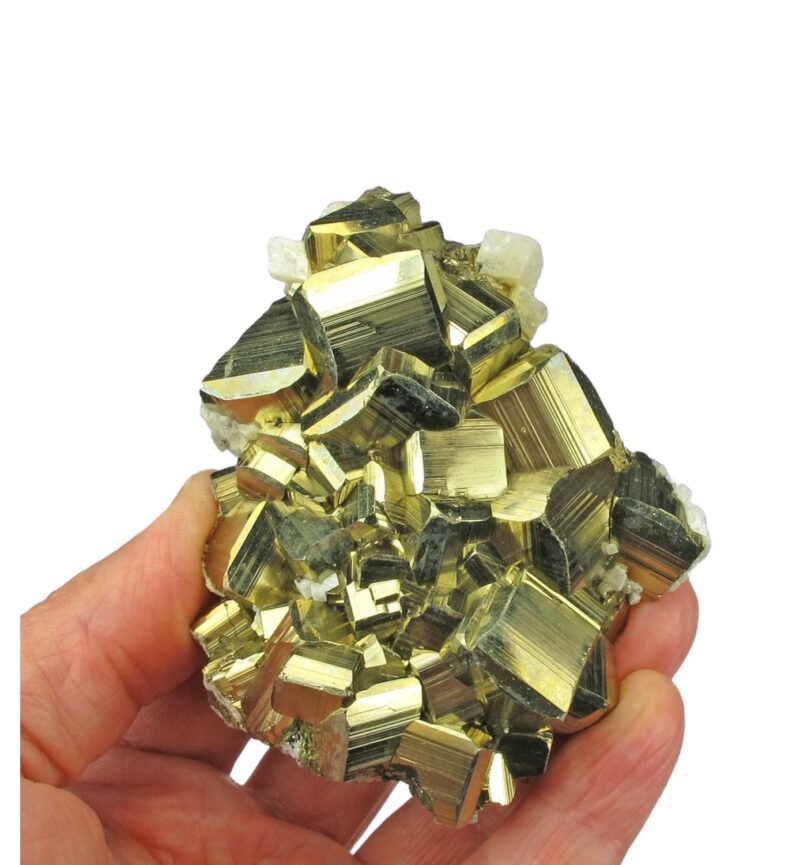Pyrite Stone Original Certified Crystal Geode - Origin Peru - Pyrite Cluster Samples Specimen | Golden Peruvian Pyrite Used for Increased Will Power and Manifestation