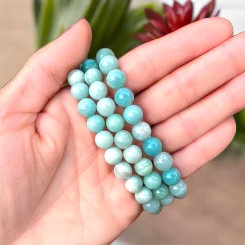 Divine Spirituals Natural Amazonite Bracelet Lab Certified AAA Grade 8mm Stretchable Original Real Crystal Bracelet For Throat Chakra, Calming Energy, Creativity & Meditation For Men & Women - Image 7