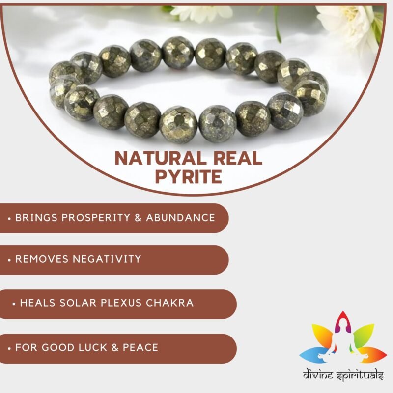 Natural Pyrite Bracelet AAA Grade Lab-Certified Original Stretchable 10mm Diamond-cut Faceted Real Crystal Unisex Bracelet For Prosperity, Abundance & Manifestation - Image 4