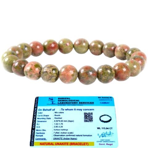 Natural Unakite Bracelet Lab Certified AAA Grade 8mm Stretchable Real Crystal Unisex Bracelet For Heart Chakra, Emotional Healing, Peace & Meditation