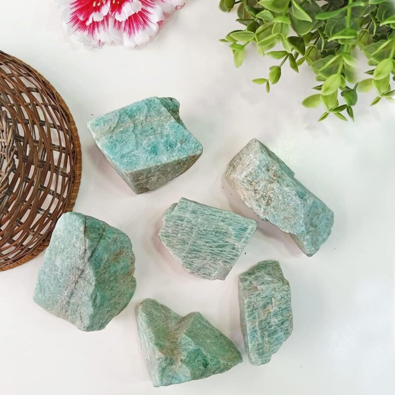 Natural Healing crystal Amazonite Raw Rough Stones. Weight : 200 Grams | Pack of 4 to 8 Beautiful Natural Healing crystal Raw Stones | Hand Picked and Cleaned