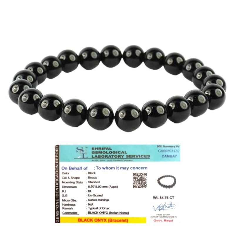 Natural Black Onyx Bracelet Lab-Certified AAA Grade 8mm Stretchable Unisex Original Crystal Bracelet For Root Chakra, Grounding, Protection & Manifestation