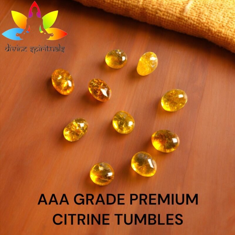 Natural Citrine Tumble Premium AAA Grade Original Crystal for Luck, Prosperity, Abundance for Meditation, Yoga, Healing (Pack of One Tumble)