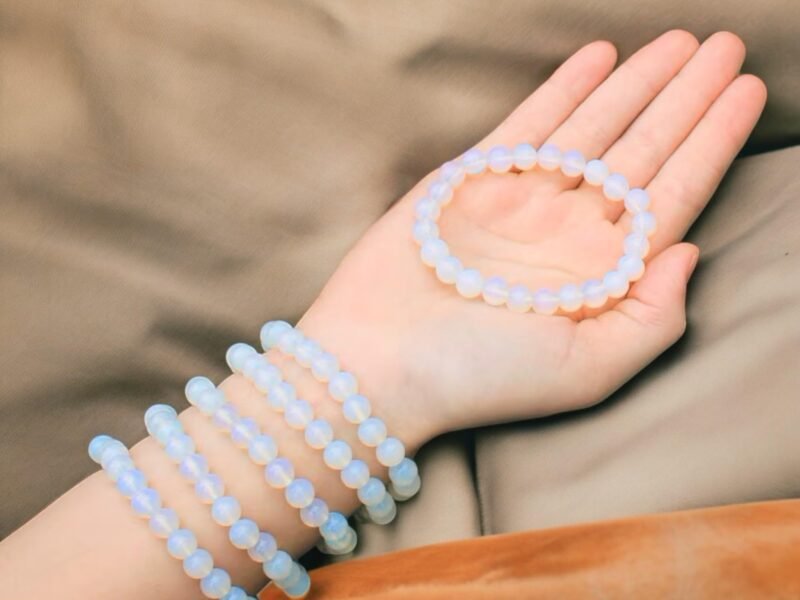 Opalite (Sea Opal Tiffany Stone) Bracelet Lab-Certified AAA Grade 8mm Stretchable Original Unisex Bracelet For Crown Chakra, Intuition, Inner Peace, Balance & Manifestation