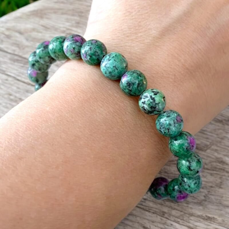 Natural Ruby Zoisite (Anyolite) Bracelet Lab-Certified AAA Grade 8mm Stretchable Original Unisex Bracelet For Heart and Root Chakras, Joy, Creativity, Manifestation & Meditation