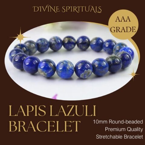 Natural Lapis Lazuli Bracelet 10mm AAA Grade Strechable Original Certfied Unisex Real Crystal Bracelet For Third Eye Chakra, Communication, Meditation & Inner Peace