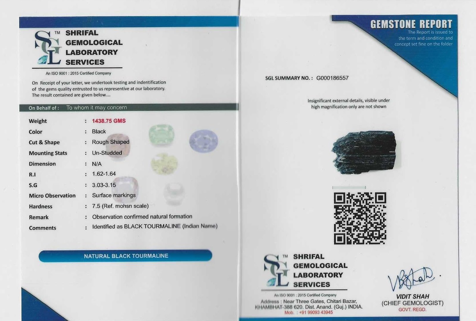 Divinity Big Black Tourmaline Natural and Pure Stone 1418 Grams Big Rock Lab Certified for protection against negative influences