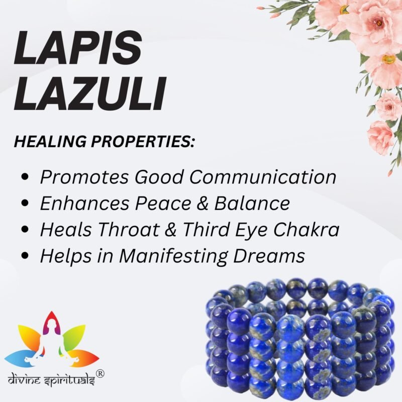 Natural Lapis Lazuli Bracelet 10mm AAA Grade Strechable Original Certfied Unisex Real Crystal Bracelet For Third Eye Chakra, Communication, Meditation & Inner Peace