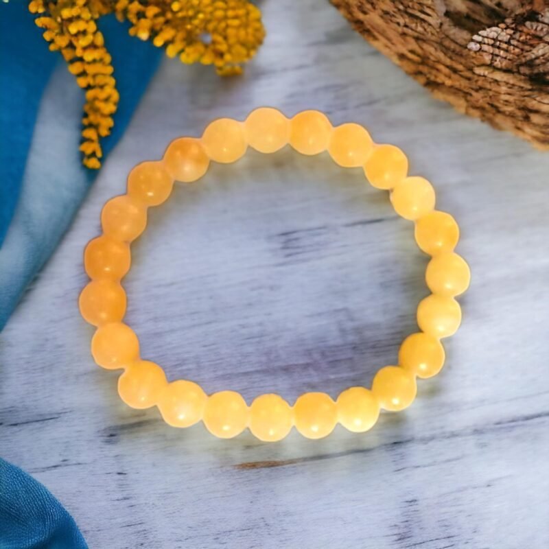 Natural Yellow Calcite Bracelet Lab Certified AAA Grade 8mm Stretchable Original Real Crystal Bracelet For Solar Plexus Chakra, Positivity and Abundance