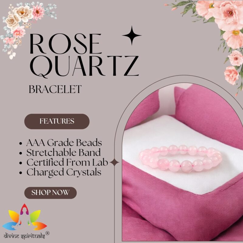 Natural Rose Quartz Bracelet 10mm Lab-Certified Unisex Premium Real Crystal 'Stone of Love' Bracelet For Love, Heart Chakra & Peace