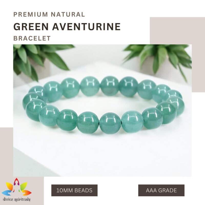 Lab Certified Premium Natural Green Aventurine Bracelet 10mm Strechable Original Real Crystal 'Stone of Growth' Bracelet For Abundance, Prosperity & Growth For Men & Women